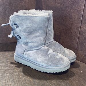 UGG Gray Boots with Ribbon Detail